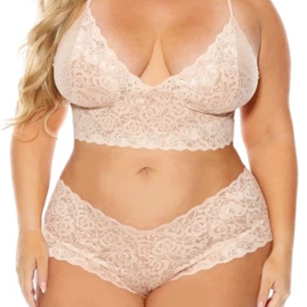 Woke Up Like This Lace Bralette and Panty Set - Cream